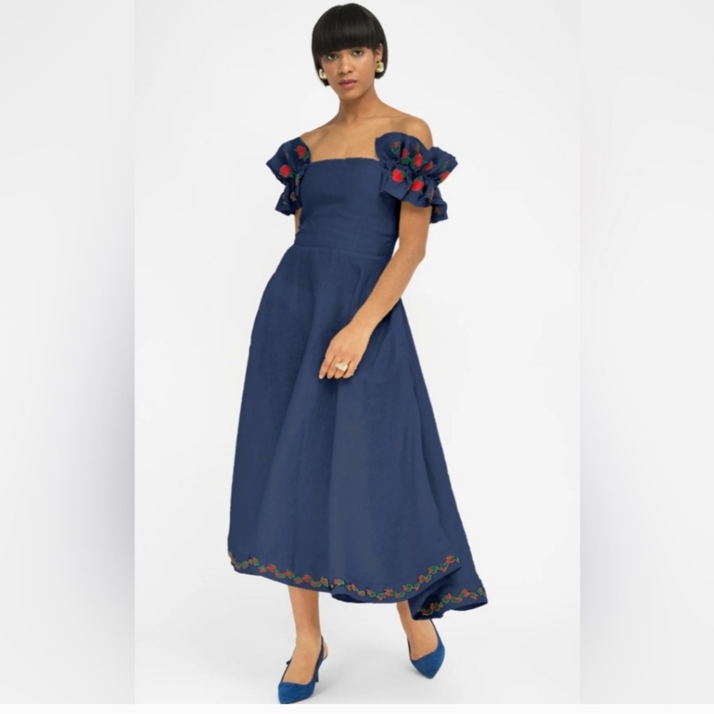 Fanm Mon Alanya On Or Off-The-Shoulder Floral Embroidered Midi Dress
